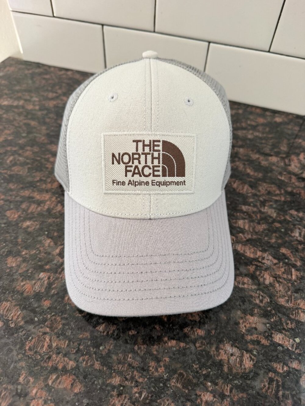 New North Face Grey Mudder Trucker Hat